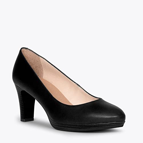 AZAFATA – Zapatos de tacón y Plataforma Negro, EU 38