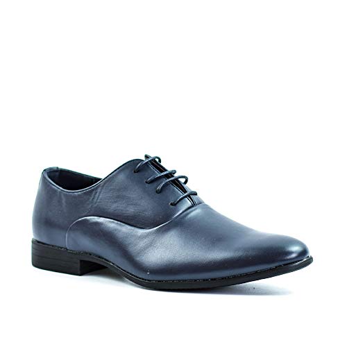 MaxMady Zapatos Oxford Hombre con Cordones para Vestir de Negocios Boda Traje Formal Marino
