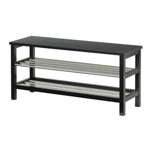 IKEA Tjusig - Banco con almacenamiento para zapatos, color negro, tamaño 42 1/2 x 19 5/8 pulgadas