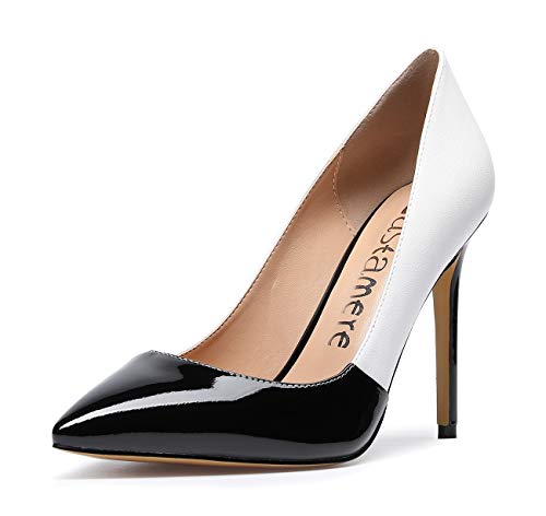 Castamere Zapatos de Tacón Mujer Tacón de Aguja 10CM Multicolor Negro Blanco Zapatos EU 39