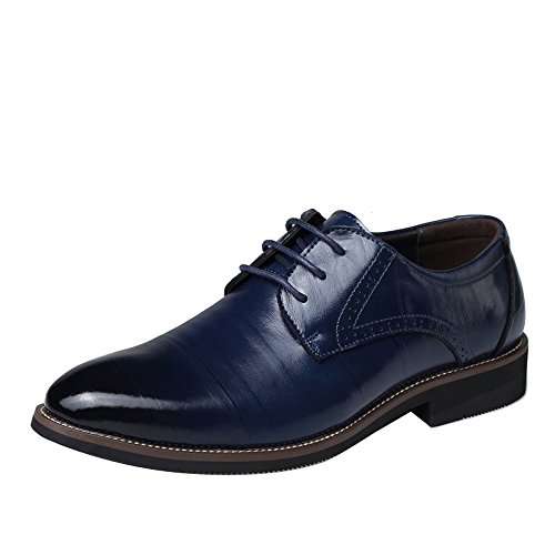 Zapatos de vestir de moda para hombre con punta puntiaguda con cordones para bodas de negocios formales Oxford Brogues, color Azul, talla 43.5 EU