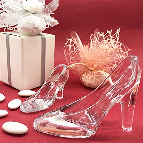 3 zapatos de cristal transparente, zapatos de cristal de Cenicienta, disponibles en 2 tamaños, bombonera con diseño de princesas Disney para niña (estándar-sin embalaje)
